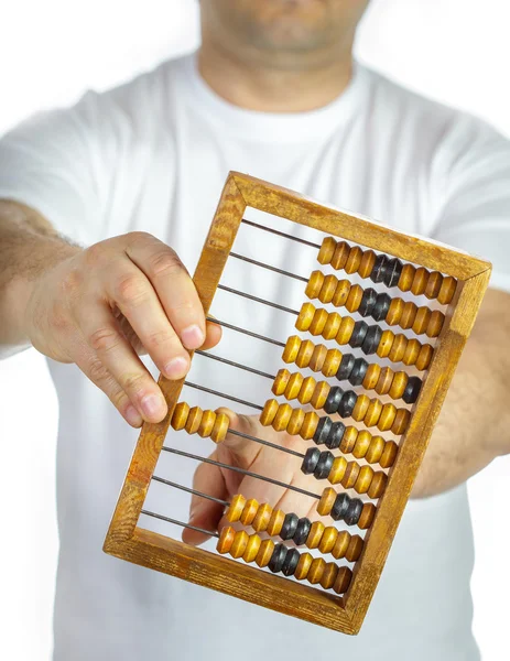 Abakus in den Händen eines Mannes — Stockfoto