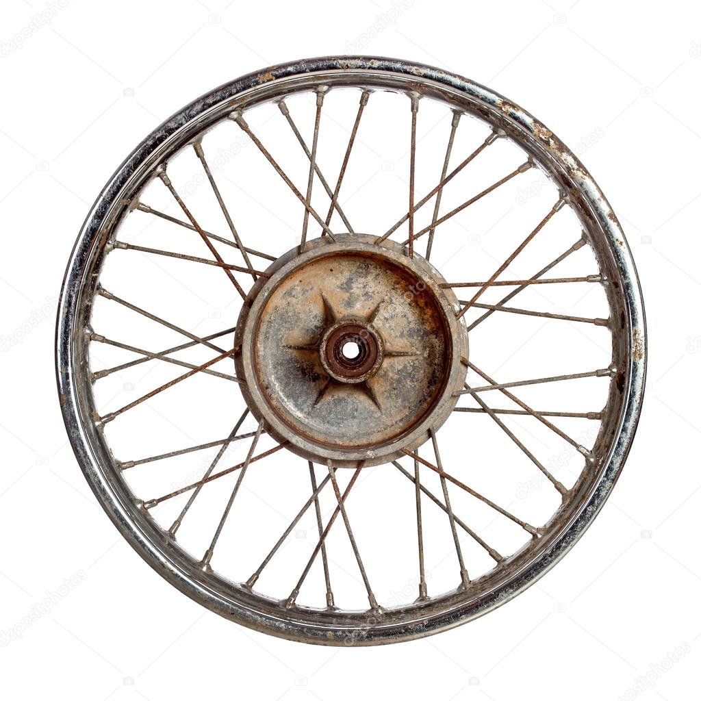 Old motorcycle rim isolated