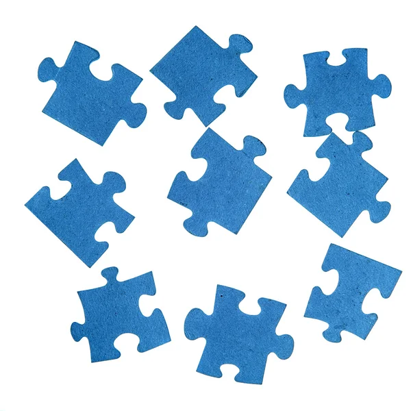 Blue pieces of jigsaw puzzle — Stock Photo, Image
