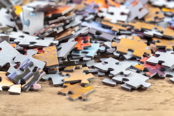 Heap of Jigsaw Quebra-cabeça Peças — Fotografia de Stock