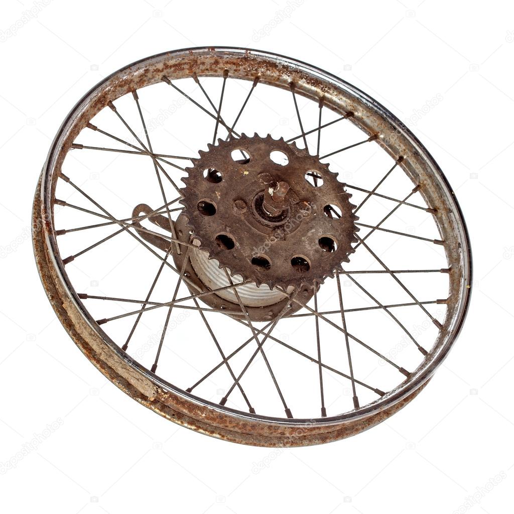 Old motorcycle rim isolated