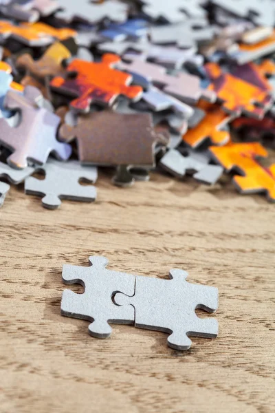 Close-up van stukken van de puzzel — Stockfoto