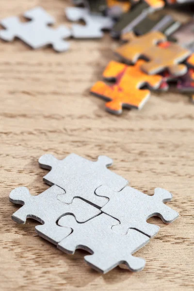 Closeup of Connected Jigsaw Puzzle Pieces — Stock Photo, Image