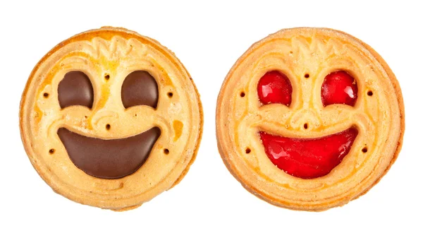 Biscotti rotondi con sorrisi isolati — Foto Stock