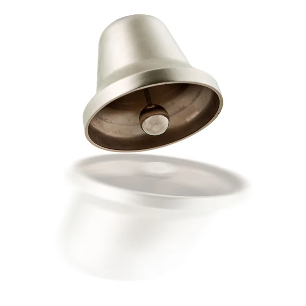 Stříbrný zvonek na bílém — Stock fotografie