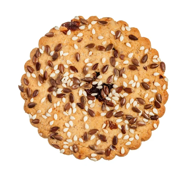 Ronde cookie met sesam en vlas zaden — Stockfoto