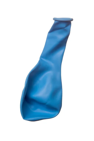 Blue deflated balloon over white — Stock Photo, Image