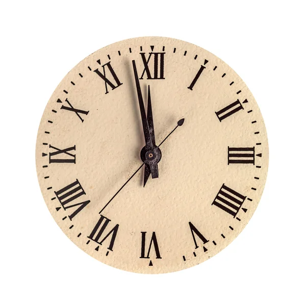 Vintage zegar twarz pokazano dwie minuty do dwunastu — Zdjęcie stockowe