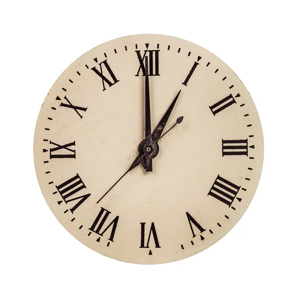 Vintage clock face showing one o'clock Royalty Free Stock Images