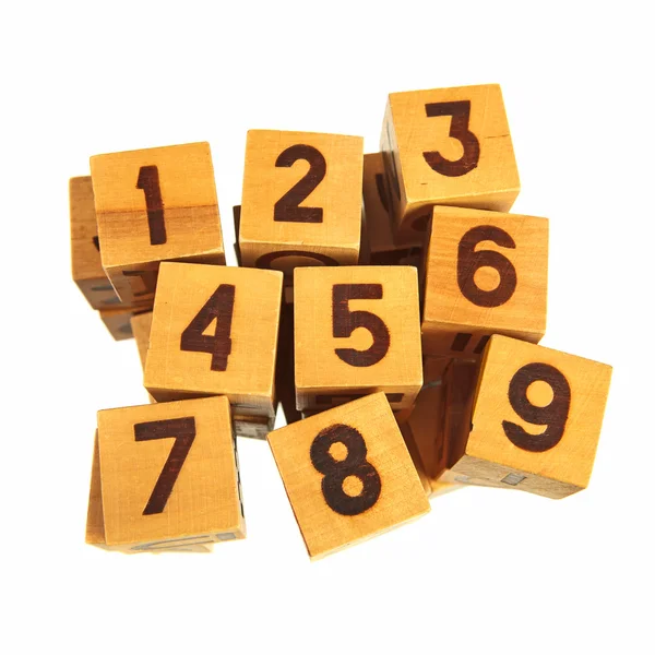 Blocos de madeira com números — Fotografia de Stock