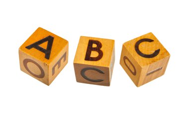 Tahta bloklar sermaye A, B, C harfleri