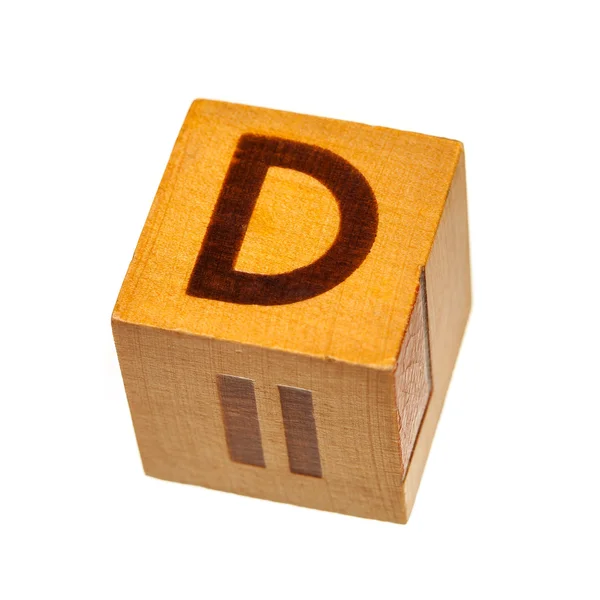 Bloco de madeira com letra D maiúscula — Fotografia de Stock