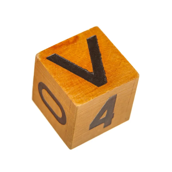 Wooden block with capital V letter — Stock Photo, Image