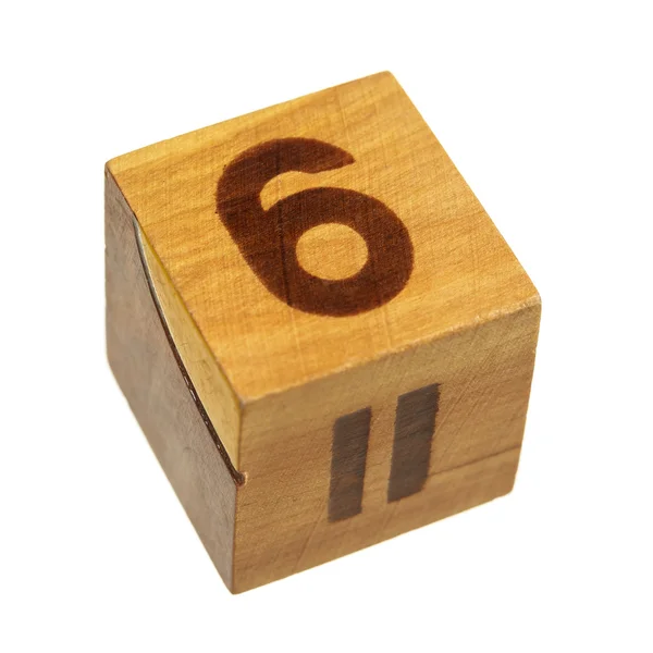 Blocco di legno con numero sei — Foto Stock