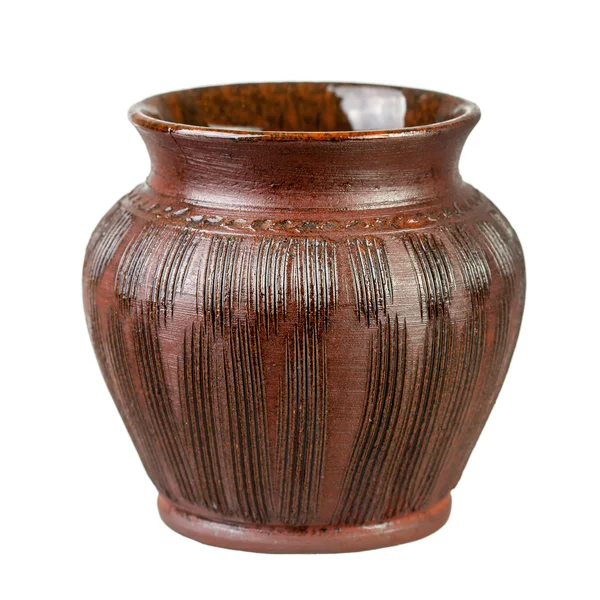Brązowy clay bowl — Zdjęcie stockowe
