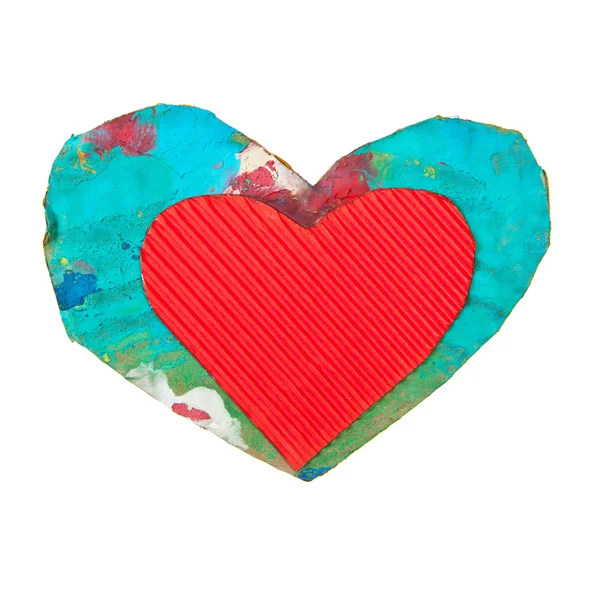 Färg kartong hjärta isolerade — Stockfoto