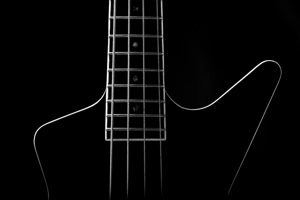 Body of a classic black bass guitar — Stock Photo, Image