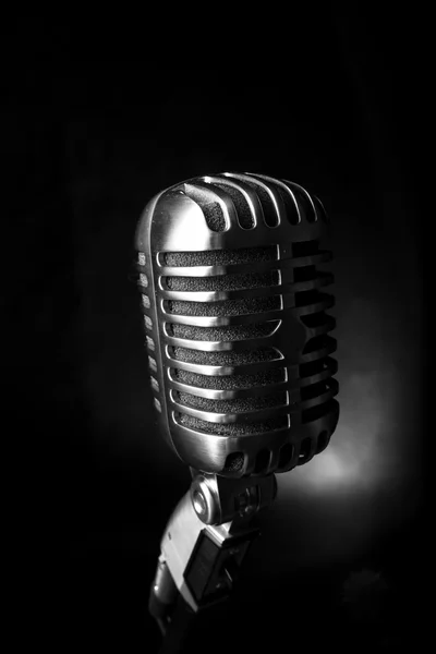 Vintage microphone on black background — Stock Photo, Image