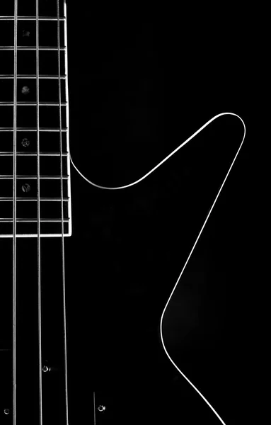 Body of a classic black bass guitar — Stock Photo, Image