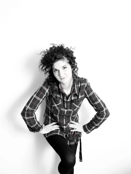 Young girl with curly black hair — Stock Photo, Image