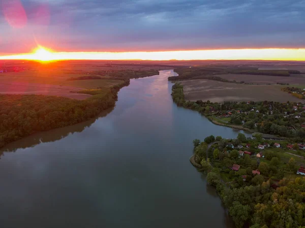 Aerial view of Lake Deseda near the city of Kaposvar in Hungary — Stock Photo, Image