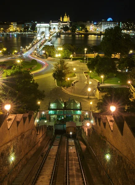 Funicular de noche en Budapest —  Fotos de Stock