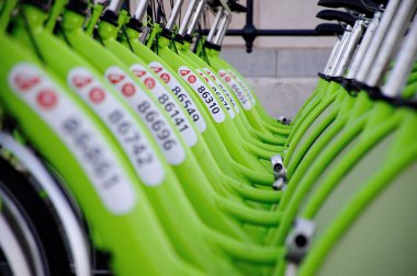 BUDAPEST, HUNGARY - DECEMBER 12 2014:New Budapest bike hire call clipart