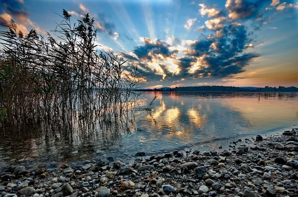 Sonnenuntergang am Chiemsee in Deutschland — Stockfoto