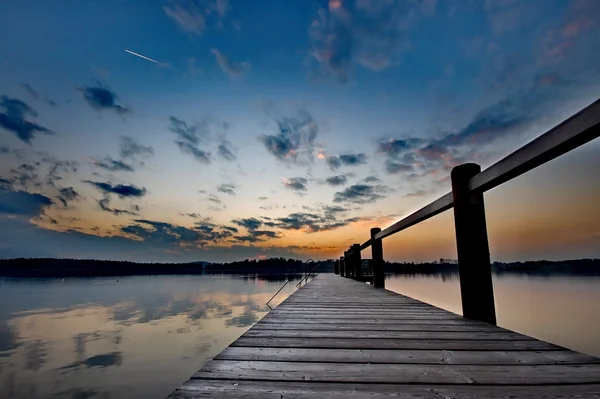 Solnedgang ved Chiemsee-søen i Tyskland - Stock-foto