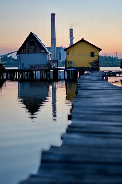 Floating village in Bokod, Hungria — Fotografia de Stock