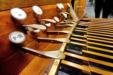 Pedals of an old brown organ clipart