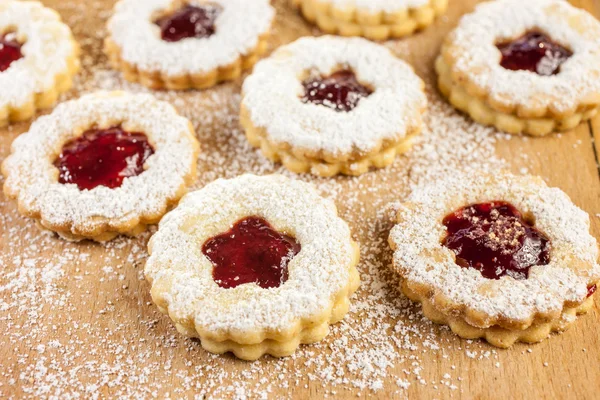 Christmas cookies filled with jam — Stock Photo, Image