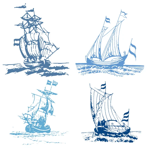 Blauwe stempel schepen — Stockfoto