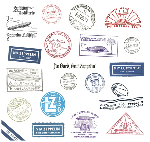 Zeppelin Postmarks da Alemanha — Fotografia de Stock