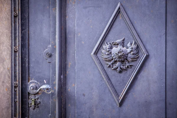 Enorme velha porta de ferro — Fotografia de Stock