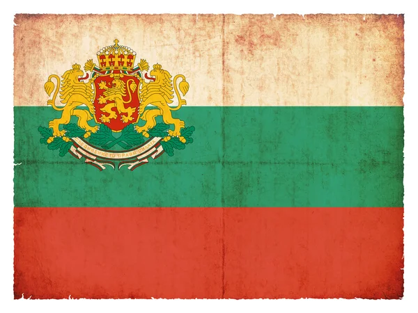 Bandera Grunge de Bulgaria con escudo de armas —  Fotos de Stock