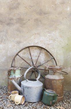 Vagon tekerlek ile rustik sahne