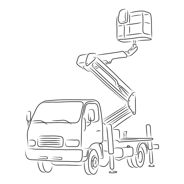 Schiță de camion găleată, ilustrație vectorială — Vector de stoc