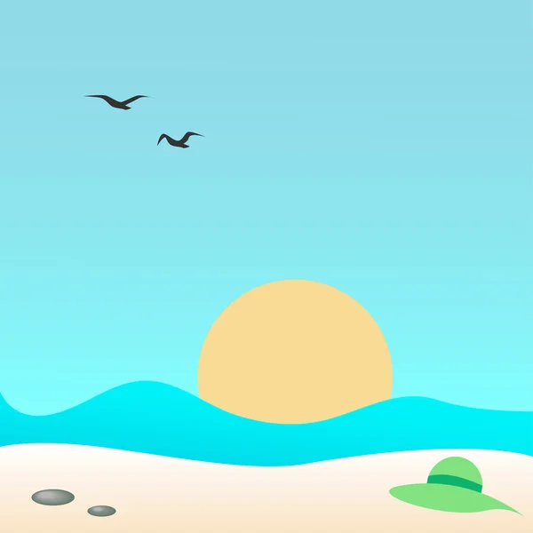 Sahilde, vektör çizim şapka