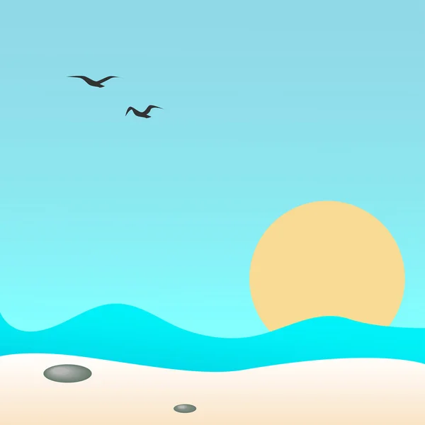 Paisaje marino, ilustración vectorial — Vector de stock