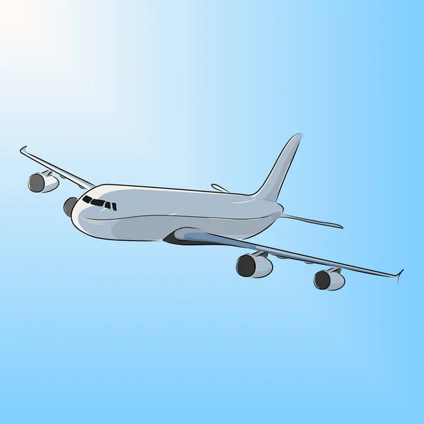 Airplane in the sun, vector illustration — Stock Vector