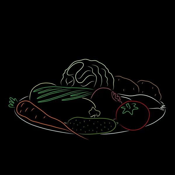 一盘蔬菜，矢量图 — 图库矢量图片