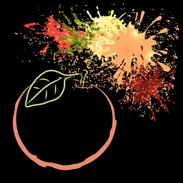 Elma lekesi, vektör çizim ile renkli anahat