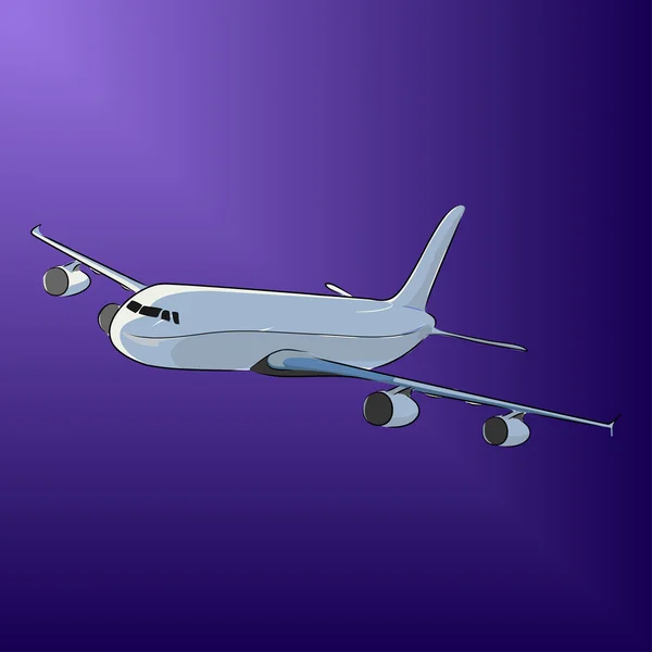 Avión en el cielo nocturno, ilustración vectorial — Archivo Imágenes Vectoriales