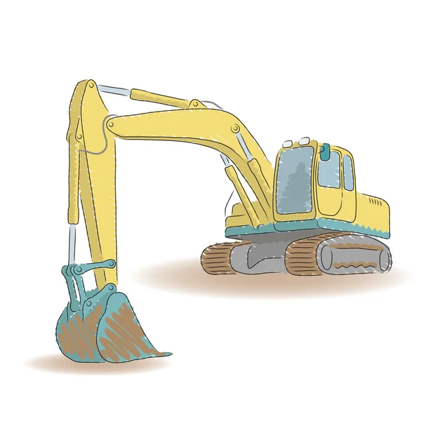 Excavator isolated on white background, vector illustration — Stock Vector