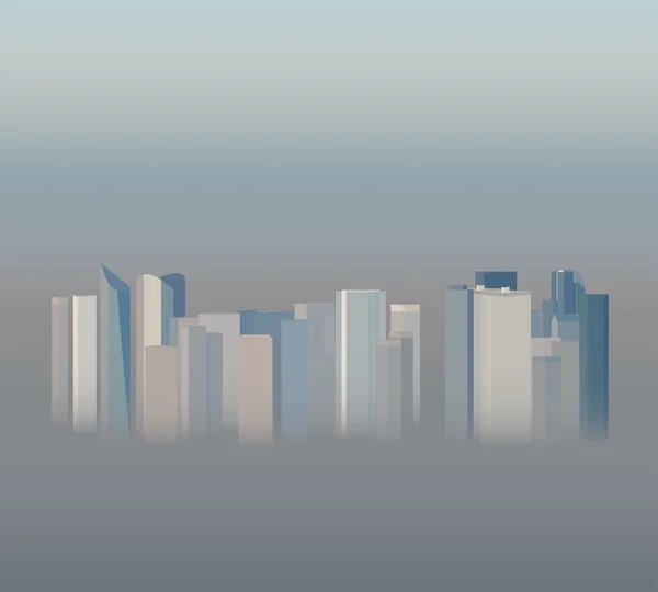 Yüksek katlı ofis şehir binaları smog, vektör çizim