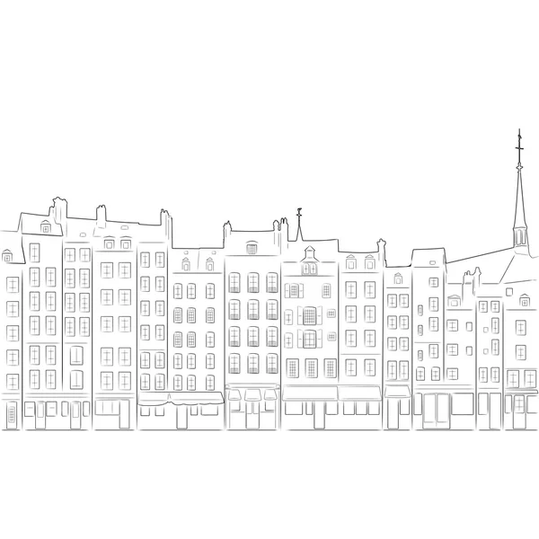 Zarys panoramę miasta Honfleur, ilustracji wektorowych — Wektor stockowy