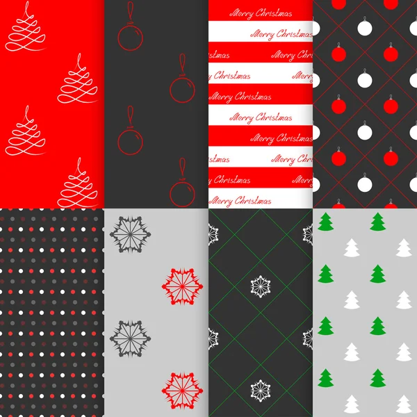 Kerstmis en Nieuwjaar naadloze patroon ingesteld, vectorillustratie — Stockvector