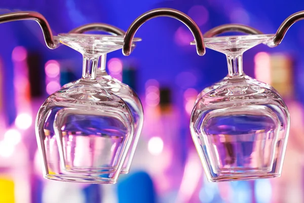 Cognac glasses on the bar hanger — Stock Photo, Image