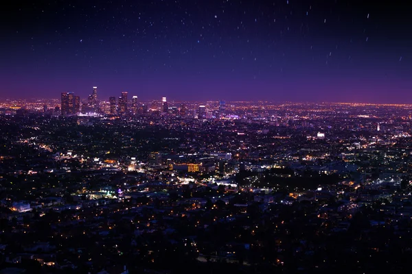 night cityscape view of Los Angeles